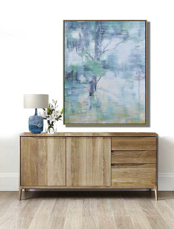 Abstract Painting Extra Large Canvas Art,Abstract Landscape Painting,Modern Art,Green,White,Black,Yellow
